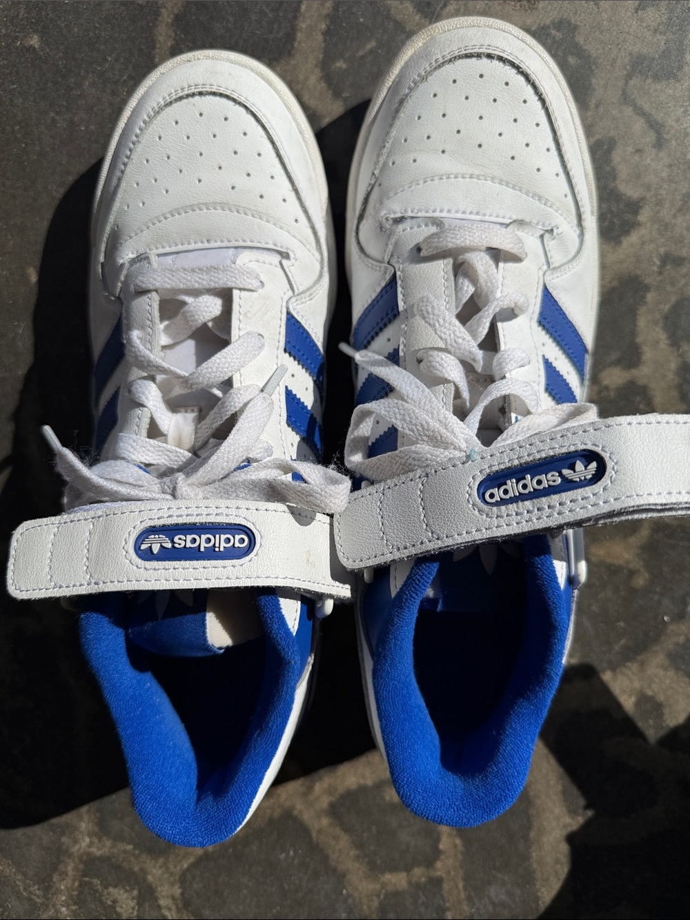 adidas White and Blue Low-Top Sneakers with removable Strap